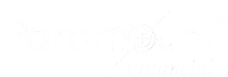 Paramount Financial logo in blue and gray with a compass graphic through the “o”
