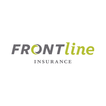 The frontline insurance logo is green and white on a white background.