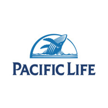 The logo for pacific life shows a whale in the ocean.