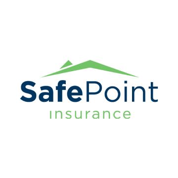 The logo for safepoint insurance shows a house with a green roof.