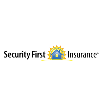 A security first insurance logo with a house and sun