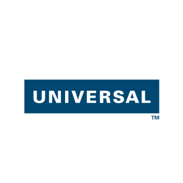 A blue and white universal logo on a white background.