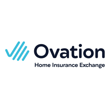 Ovation home insurance exchange logo on a white background