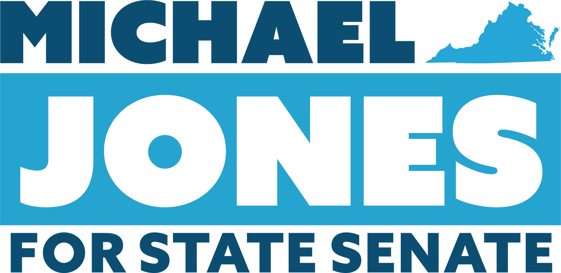 Michael Jones for State Senate campaign logo featuring the candidate's name and the outline of the state of Virginia.