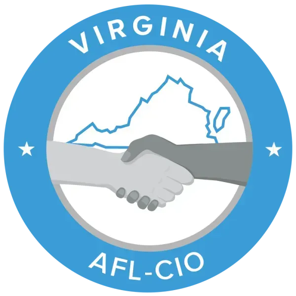 A logo for virginia afl-cio with two hands shaking