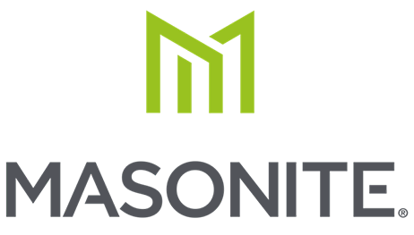 The logo for masonite is green and black and has a m on it.