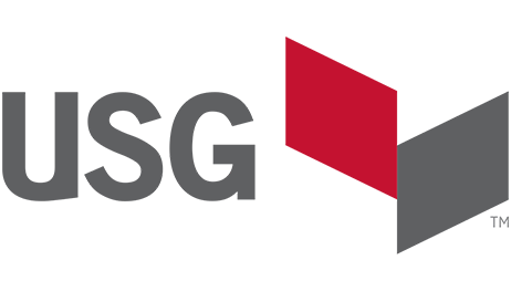 The usg logo has a red and gray triangle on it.