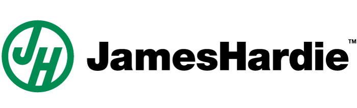 The logo for jameshardie is green and black on a white background.
