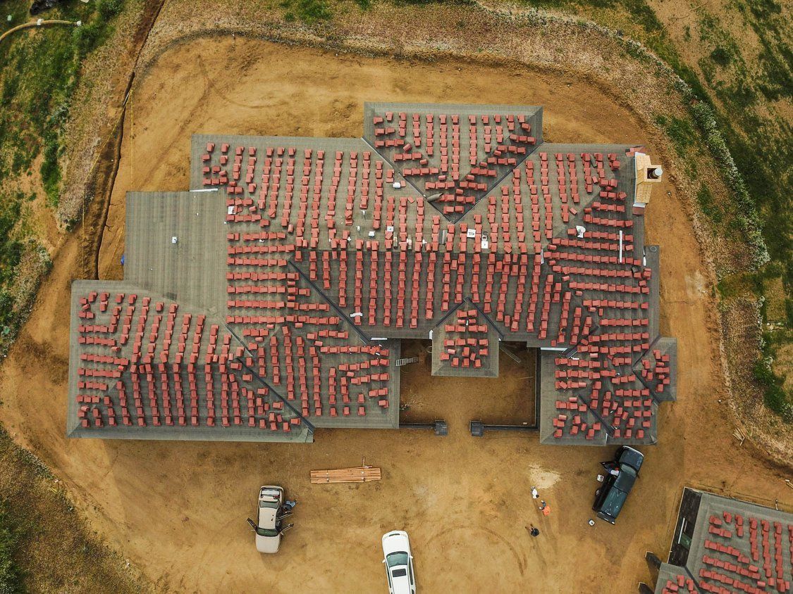 Aerial View of house roof in progess