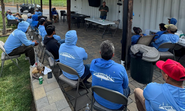 Recent roofer safety training day at TWM Roofing.