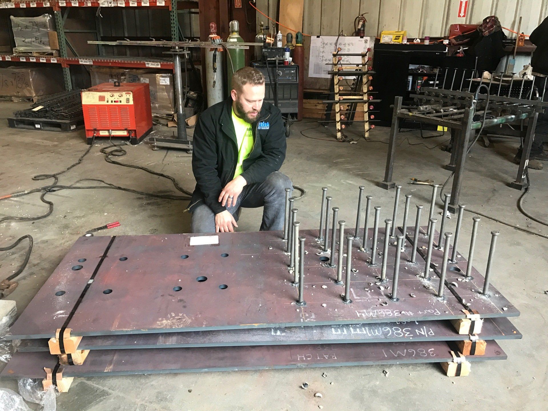 field stud welding, jobsite stud welding, jsw stud rails, embeds, psr rails, punching shear connectors, punching shear rails