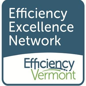 Logo for Efficiency Excellence Network and Efficiency Vermont. Blue and white with green text.