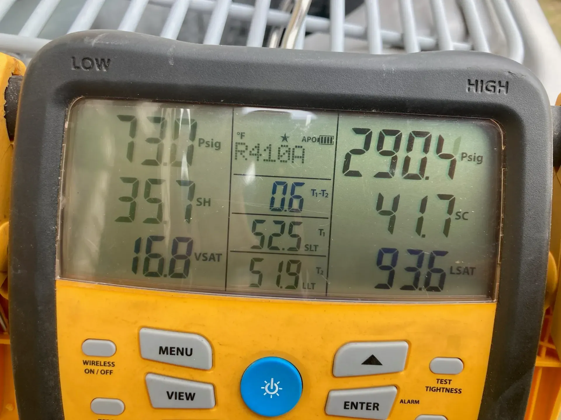 A close up of a digital thermometer with numbers on it