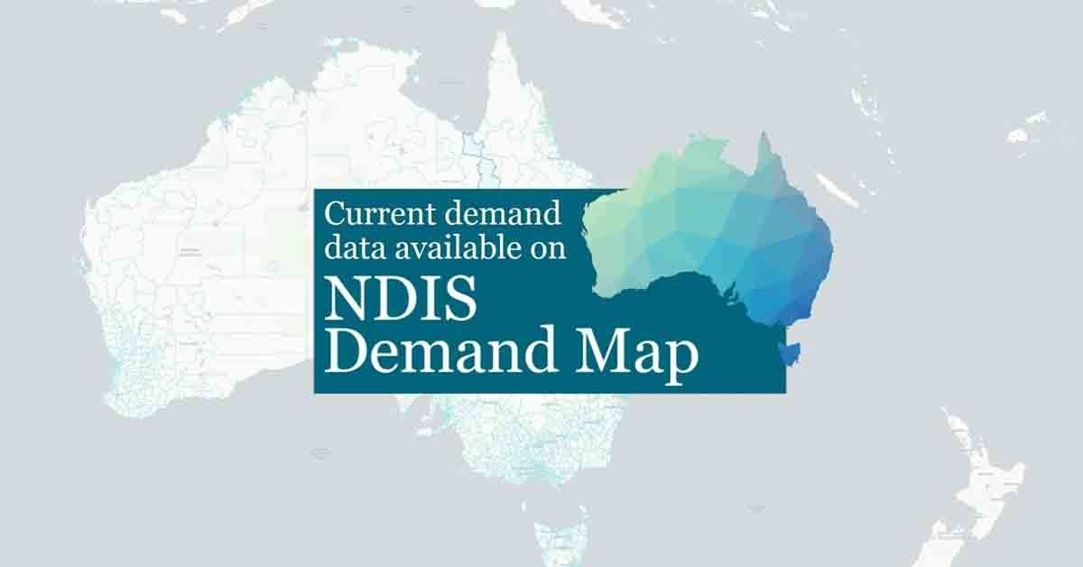 A map of australia with the words `` current demand data available on ndis demand map '' on it.