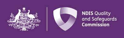 A purple logo for the ndis quality and safeguards commission.