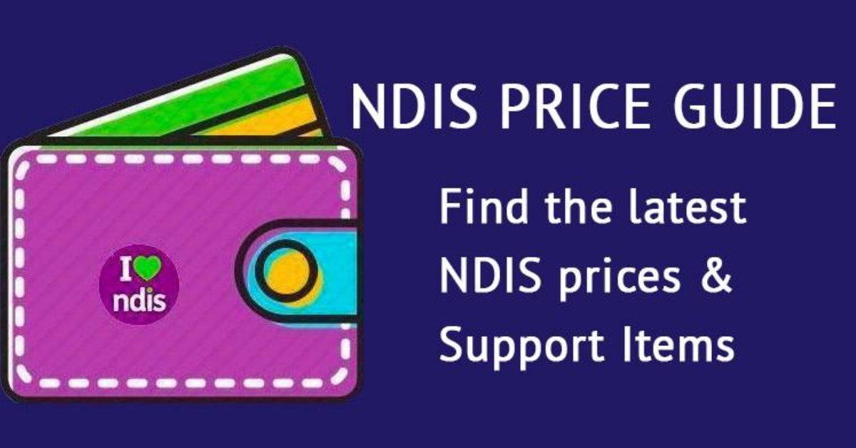 A purple wallet with the words ' ndis price guide find the latest ndis prices & support items ' on it