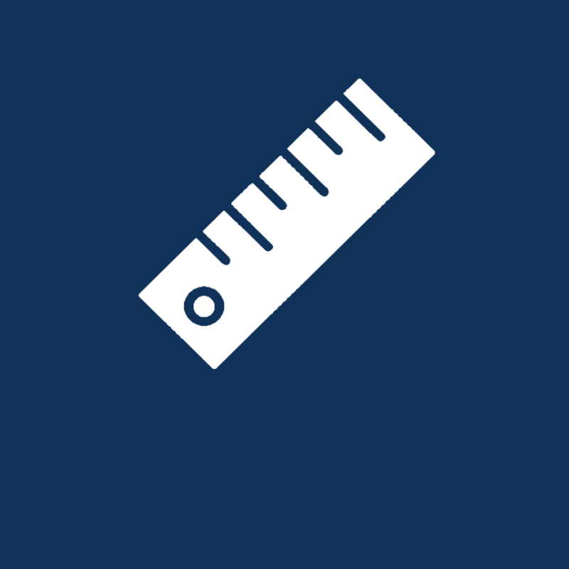 A ruler is shown on a blue background.