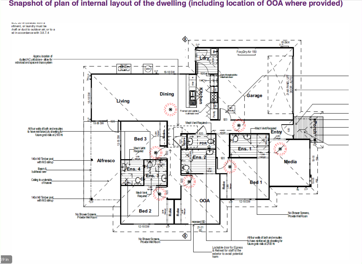 A snapshot of plan of internal layout of the dwelling
