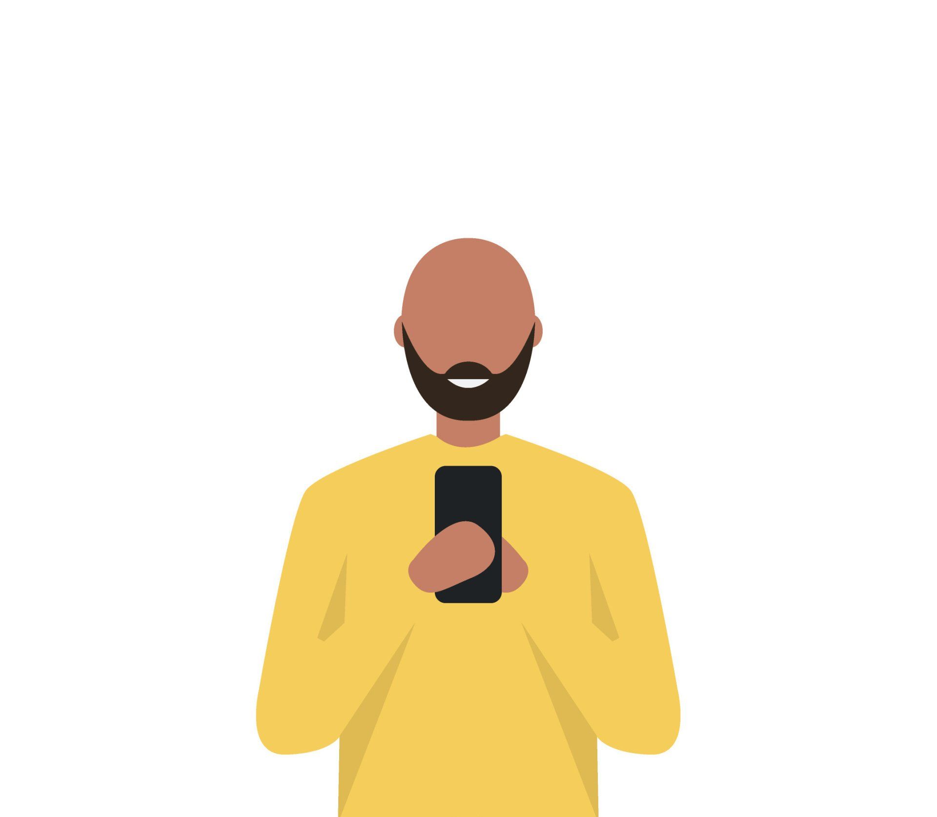 Man looking for community resources in NYC on his iPhone