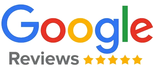 Google Reviews logo with five gold stars and multicolored Google text