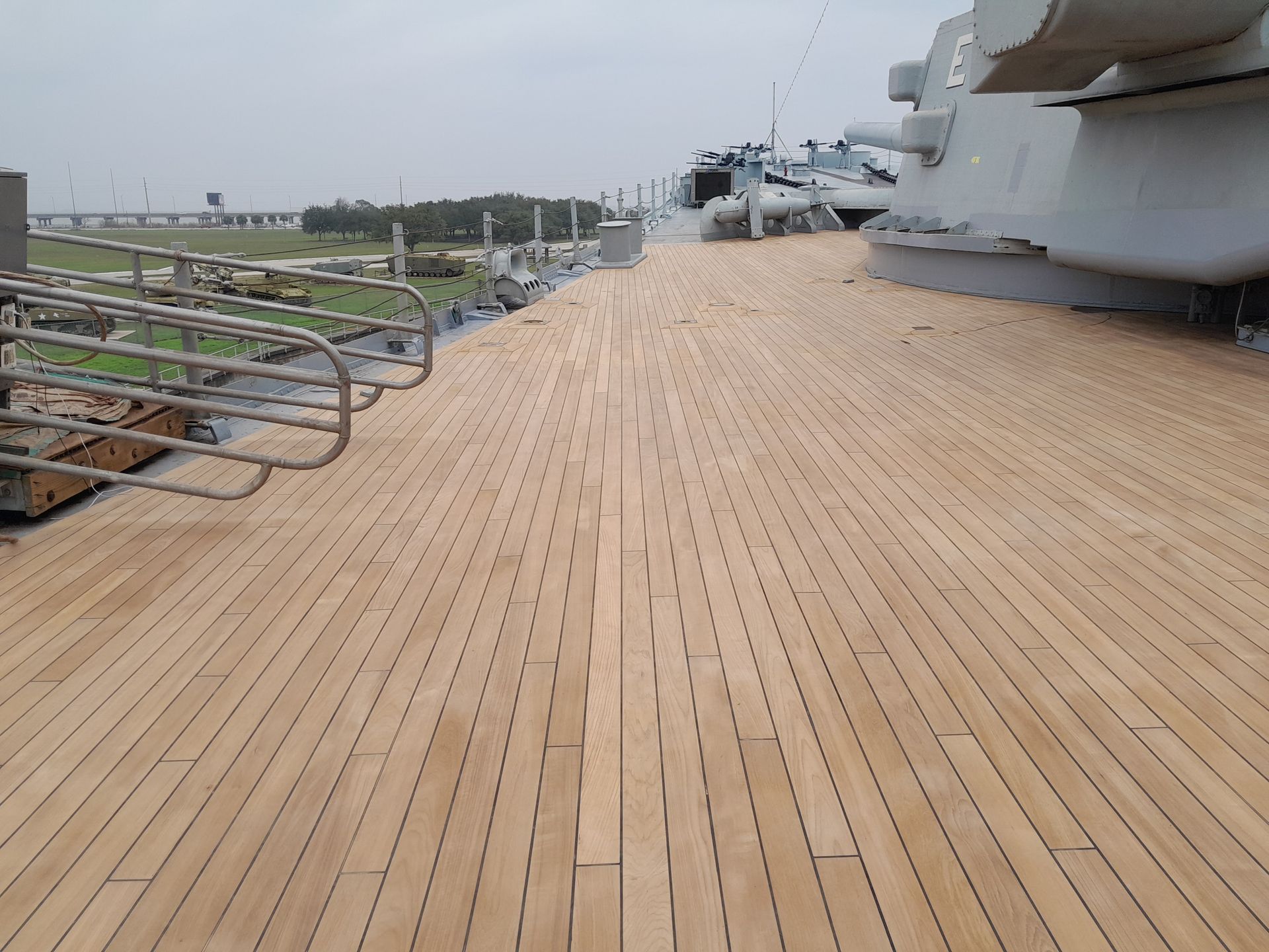 Teakdecking Systems deck on the USS Alabama, highlighting expert restoration and premium teak craftsmanship