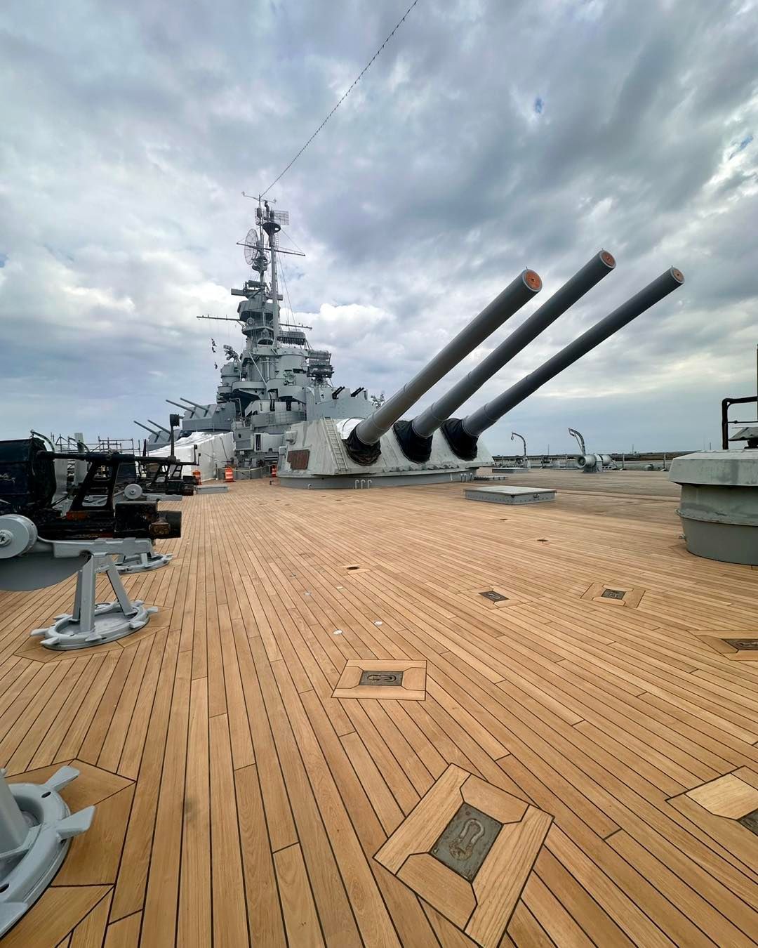 USS Alabama Battleship with refitted teak decks by Teakdecking Systems, highlighting restoration and craftsmanship