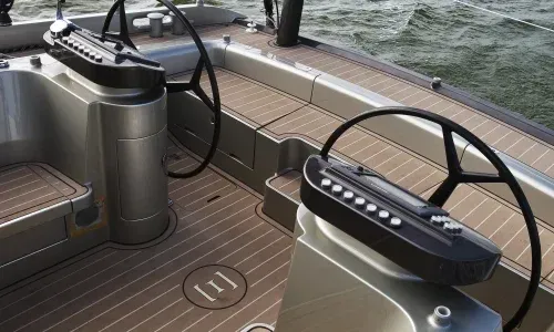 Teakdecking Systems composite decking on a sailing yacht, providing durable, low-maintenance, and elegant marine solutions