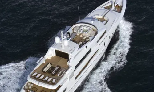 Teakdecking Systems teak decking on the yacht Bacarella, showcasing luxury craftsmanship and premium marine design