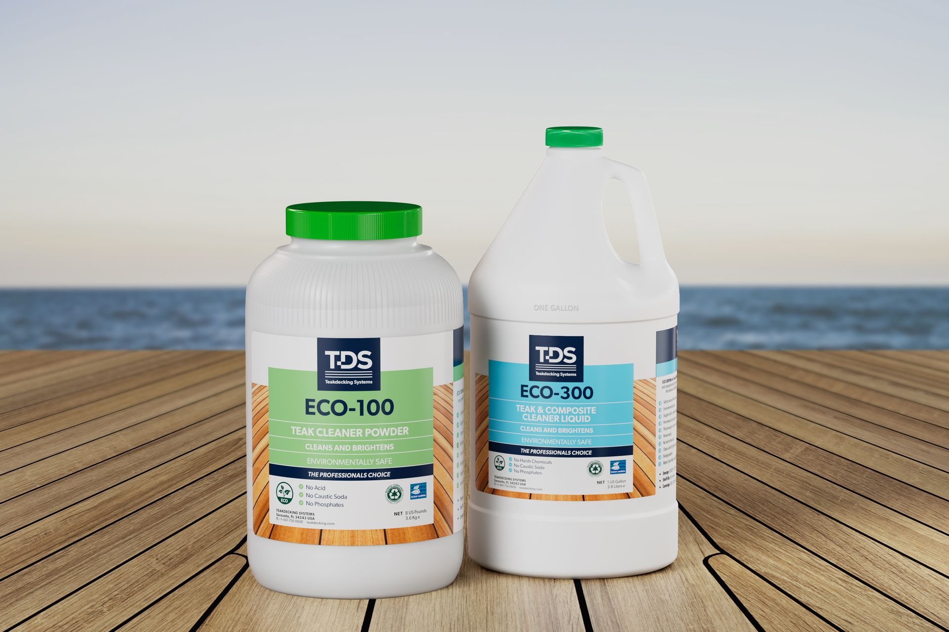 ECO 100: An eco-friendly cleaner for teak decks, offering powerful cleaning while being safe for marine environments