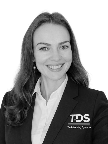 Iryna Malsagova, Product Manager at Teakdecking Systems Europe, focused on European market development and distributor strategy.