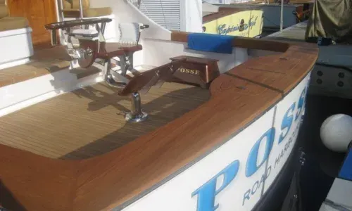 Teakdecking Systems' beautiful teak covering board on the boat Posse, showcasing elegance and superior craftsmanship