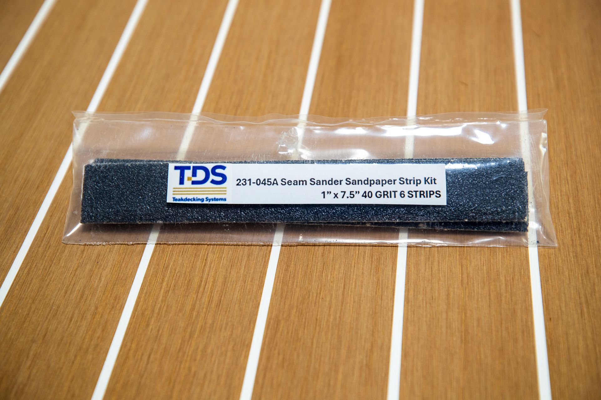 Teakdecking Systems Seam Sander Sandpaper Strip Kit: Essential for precise sanding of deck seams, ensuring smooth finishes