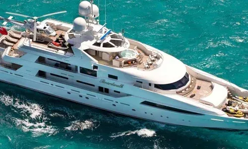 Teak decking by Teakdecking Systems on a large yacht, showcasing that no vessel is too big for TDS’s craftsmanship