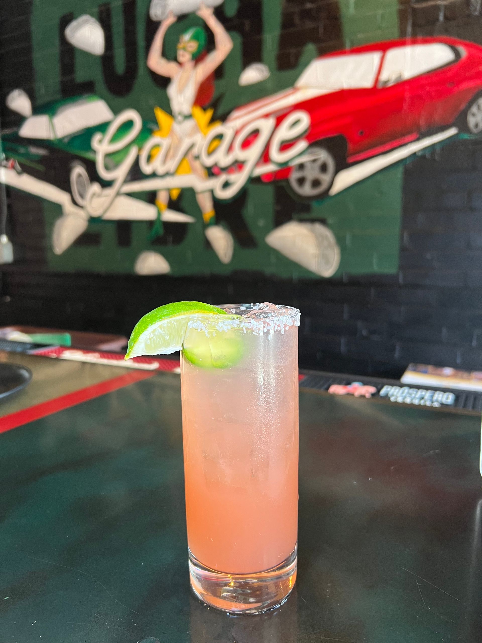 Drink on the Garage Taco Bar's table