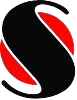 A black and red s logo with a red circle in the middle.