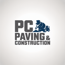 Logo for Vanguard Construction: Yellow house outline with tools, blue and yellow color scheme.