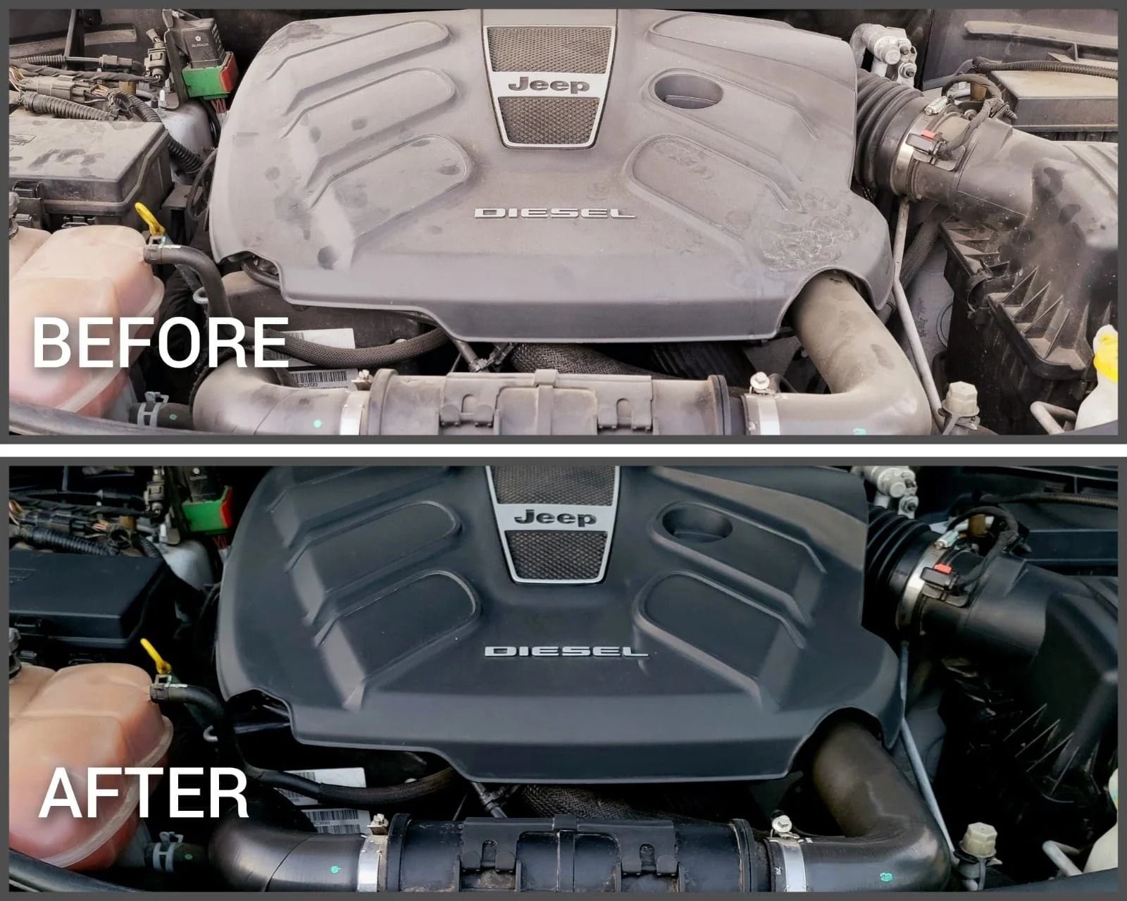 before and after car engine