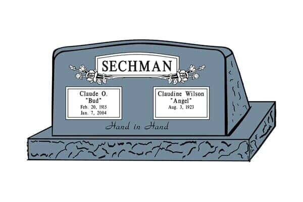 Gray gravestone of the Sechman family: 