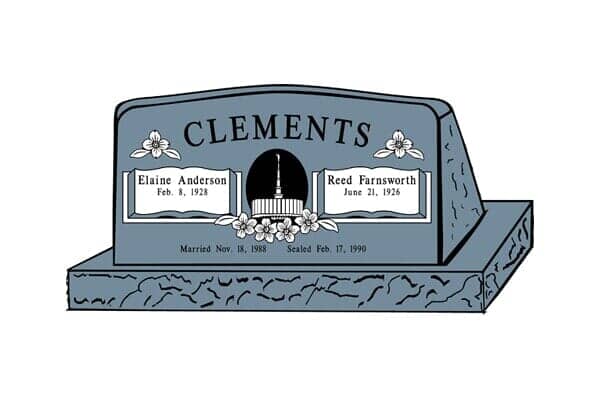 Blue headstone with 