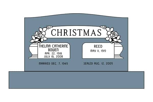 Blue granite tombstone with 