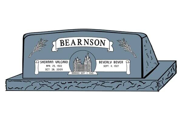 Blue headstone with 