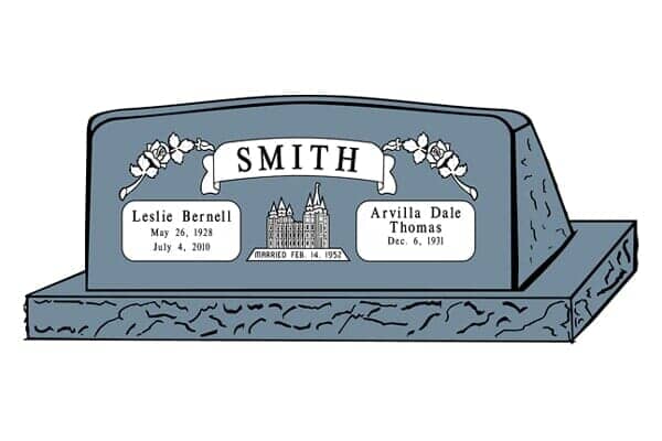 Blue headstone with 