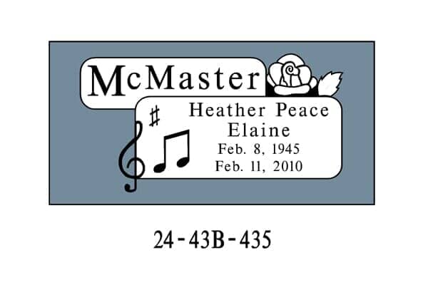 Gray headstone. In white, 