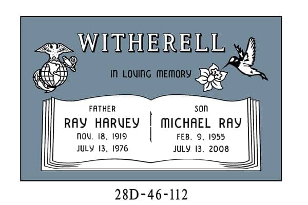 Gravestone with the name Witherell, and information for Ray Harvey (1919-1976) and Michael Ray (1955-2008).