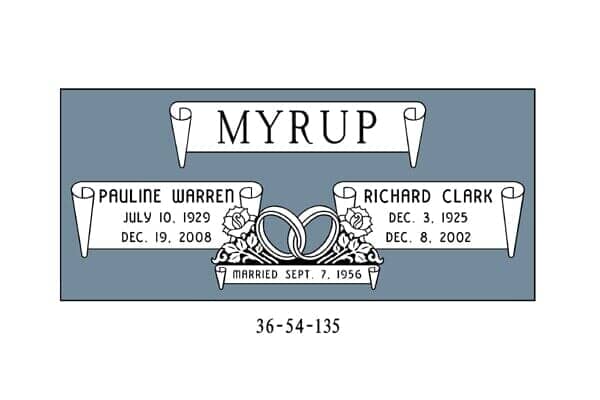 Gravestone for Pauline Warren (1929-2008) and Richard Clark (1925-2002), married Sept. 7, 1956.