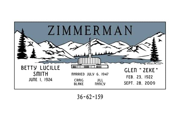 Headstone for Zimmerman family: Betty Smith, Glen 