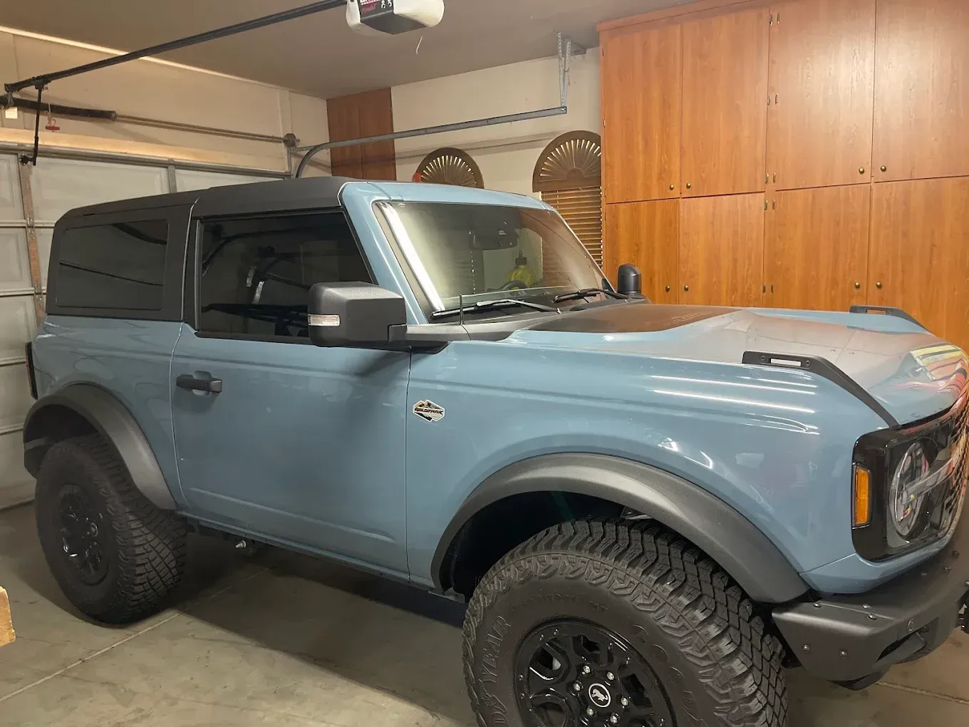 Ford Bronco with the windows tinted.