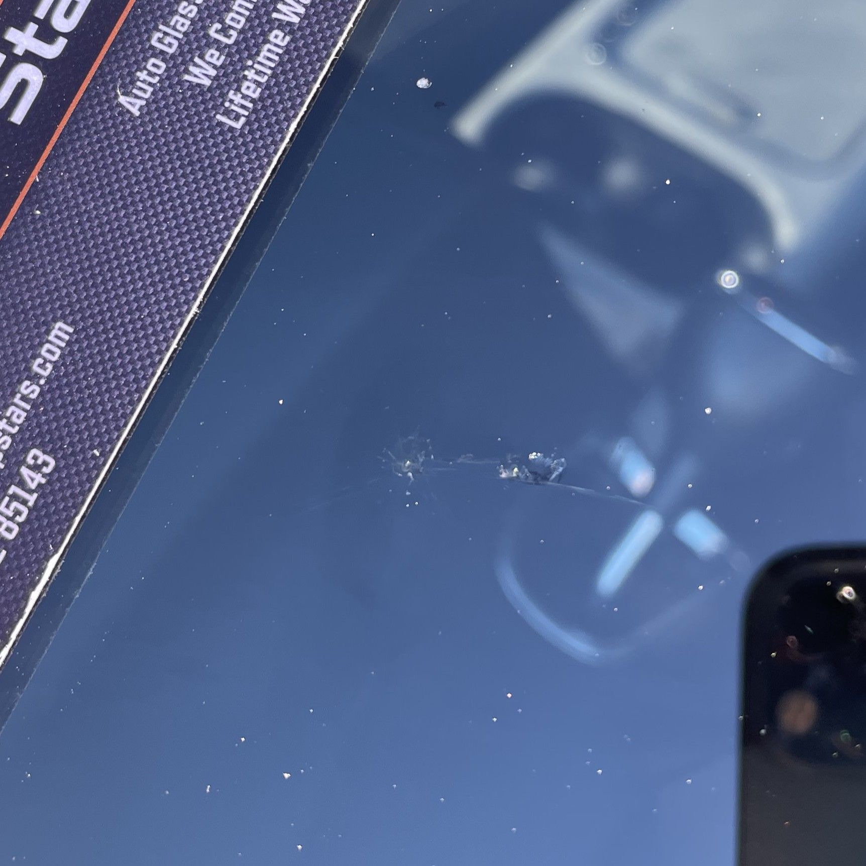 A windshield crack repaired.