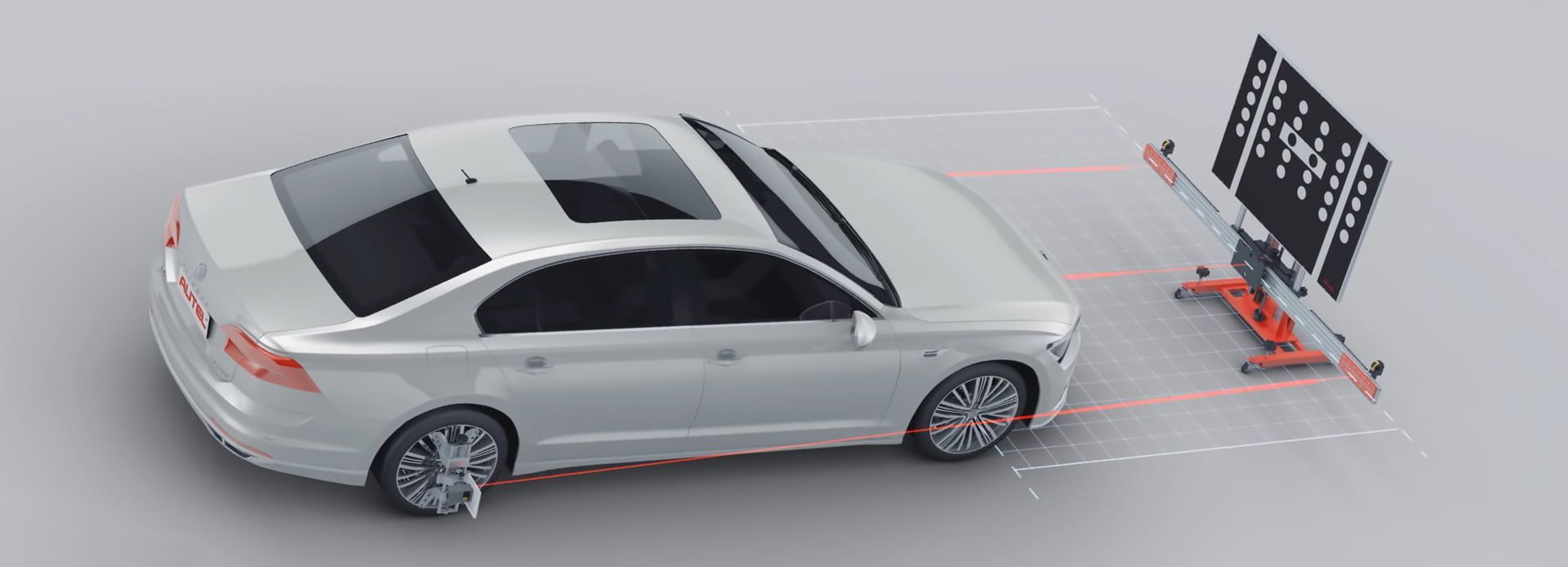 ADAS calibration of the windshield front camera for the advanced driver assistance system and lane departure warning system.