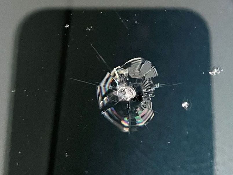 Windshield chip before repair